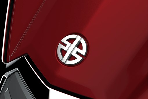 Close-up on Kawasaki badge of a personal watercraft staged in a white studio background. opens in a new window
