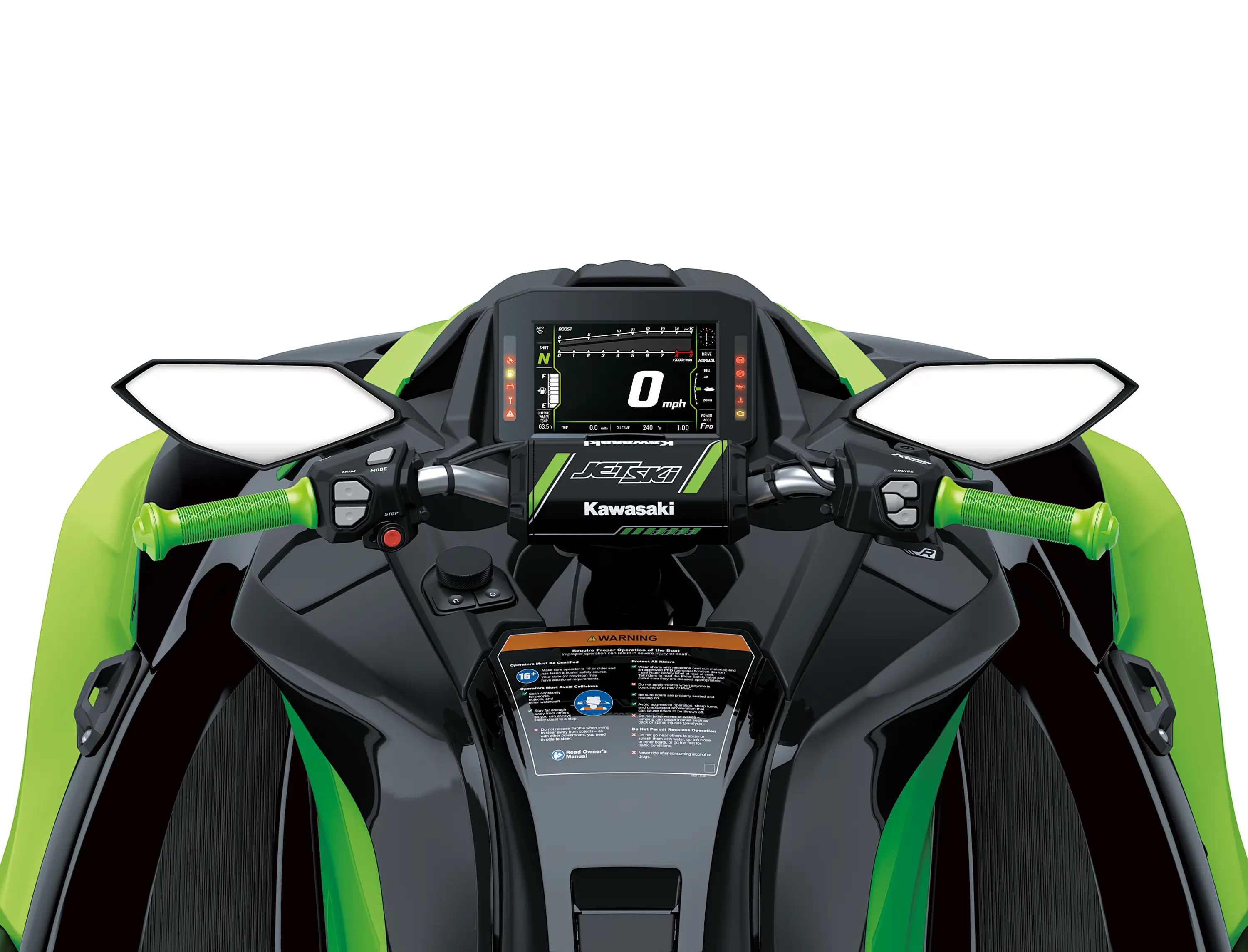 Rider POV on a personal watercraft.
