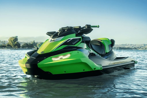Three-quarter front angle of a personal watercraft on the water. opens in a new window