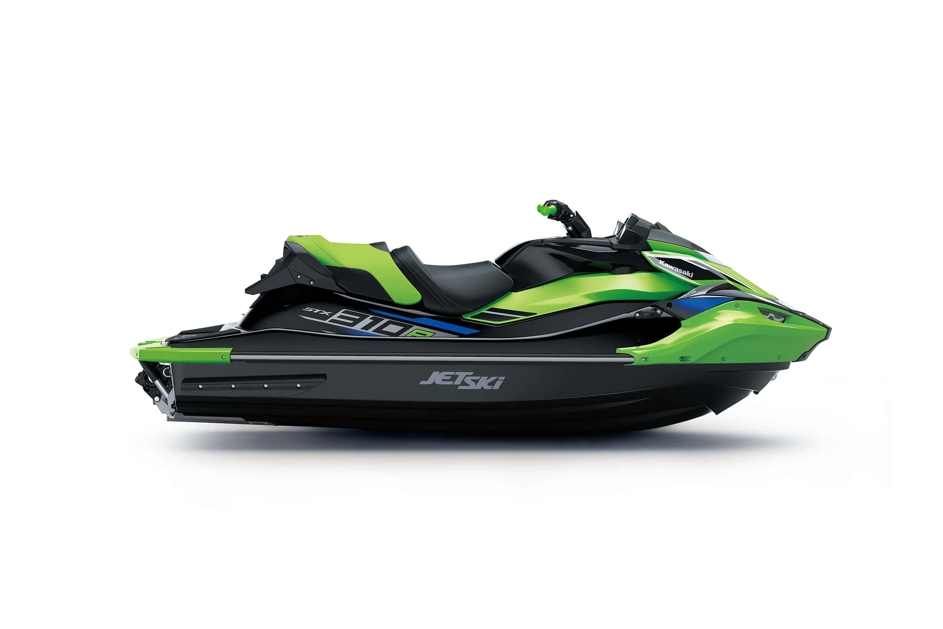 Side angle of a personal watercraft staged in a white studio background.