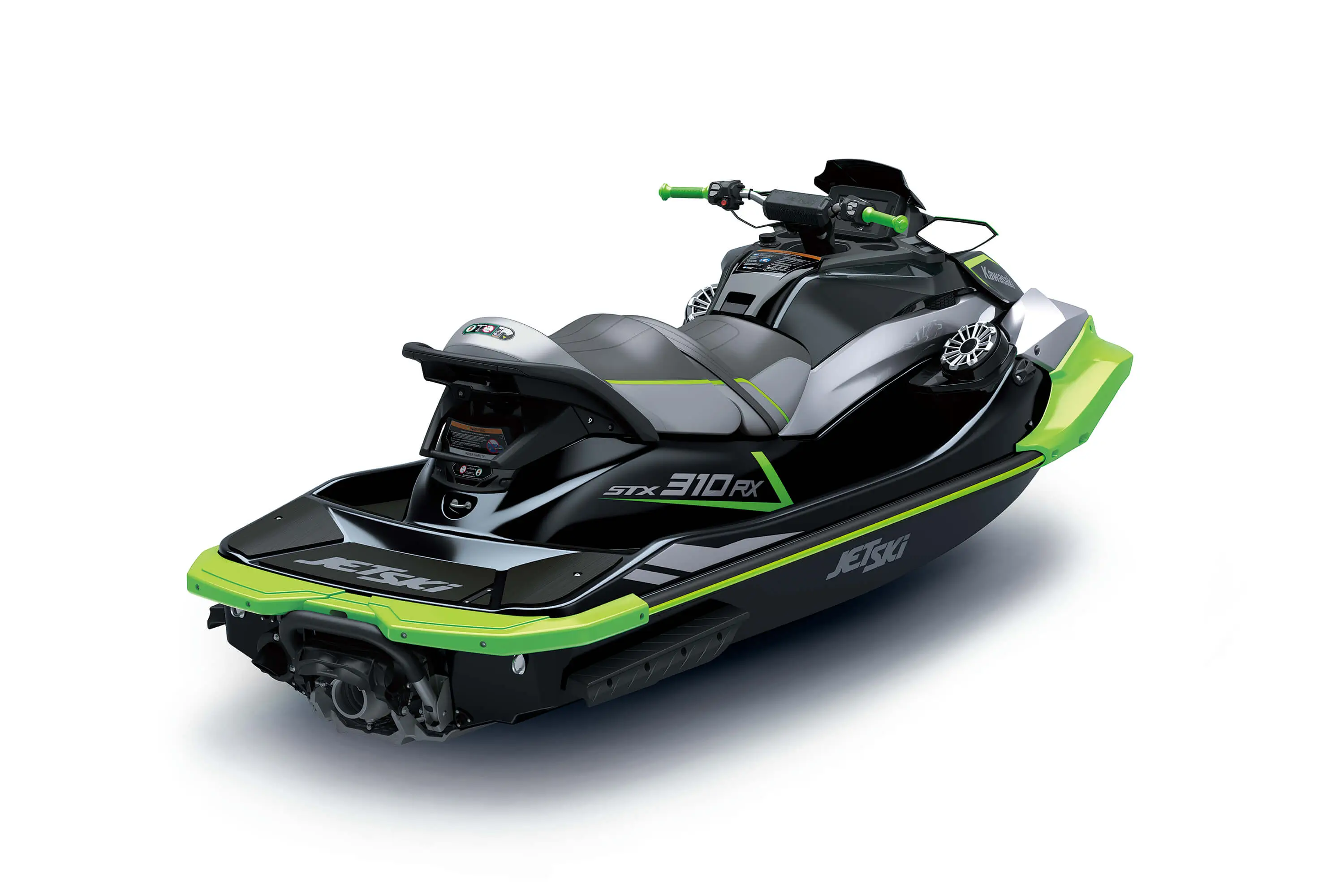 Three-quarter rear angle of a personal watercraft staged in a white studio background.