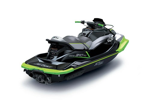 Three-quarter rear angle of a personal watercraft staged in a white studio background. opens in a new window