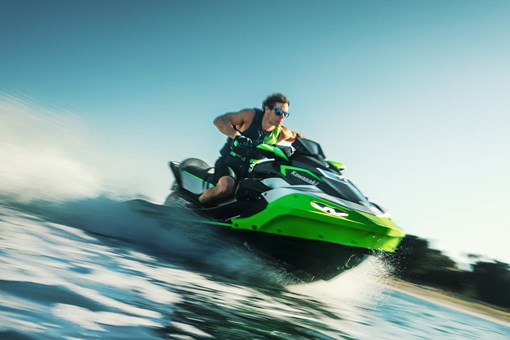 Water level shot of person on a personal watercraft. opens in a new window