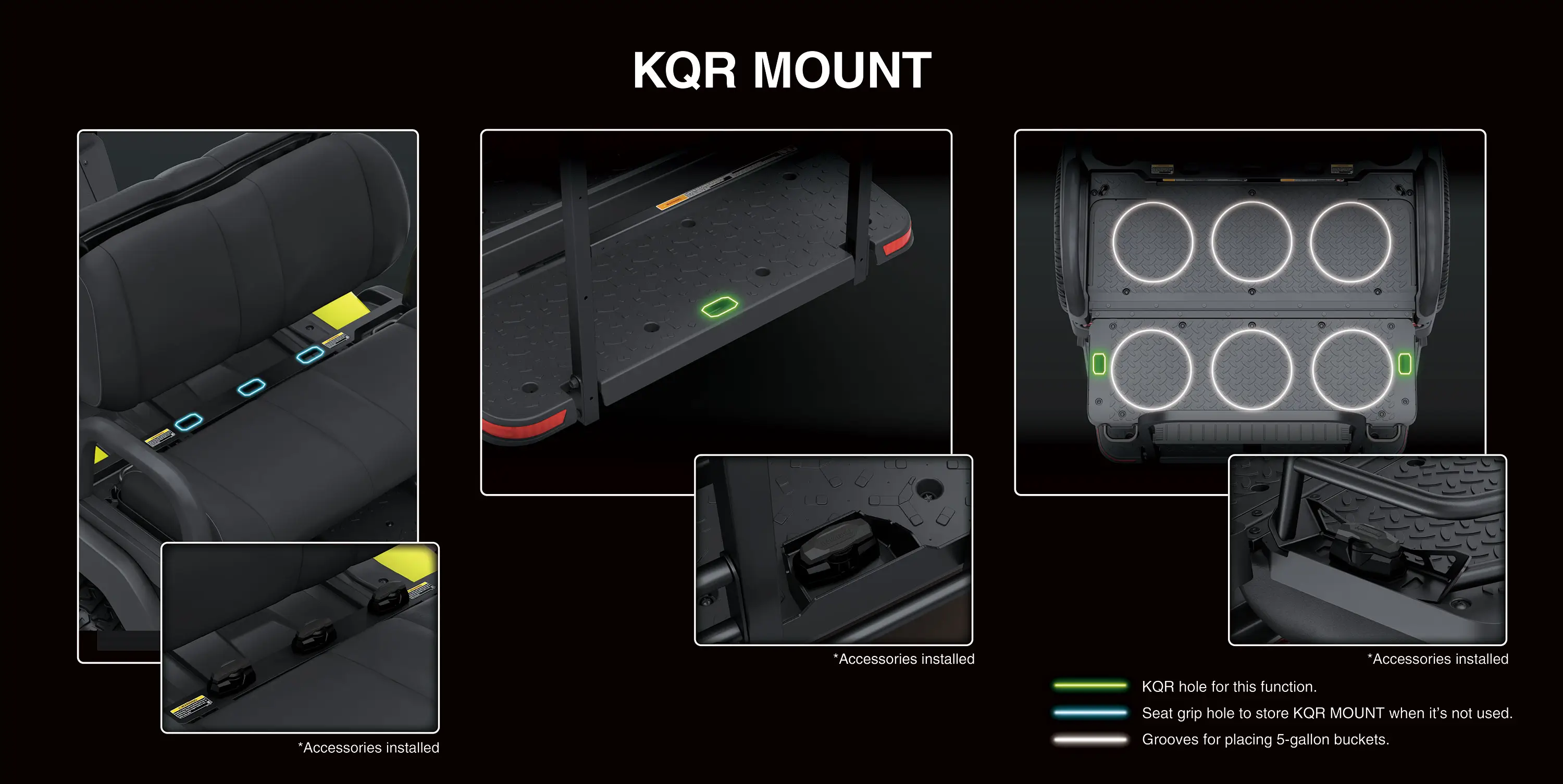 Graphic treatment showing the KQR mount of a Neighborhood Activity Vehicle.