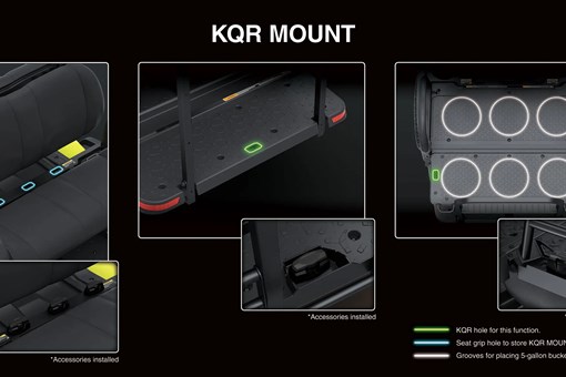 Graphic treatment showing the KQR mount of a Neighborhood Activity Vehicle. opens in a new window