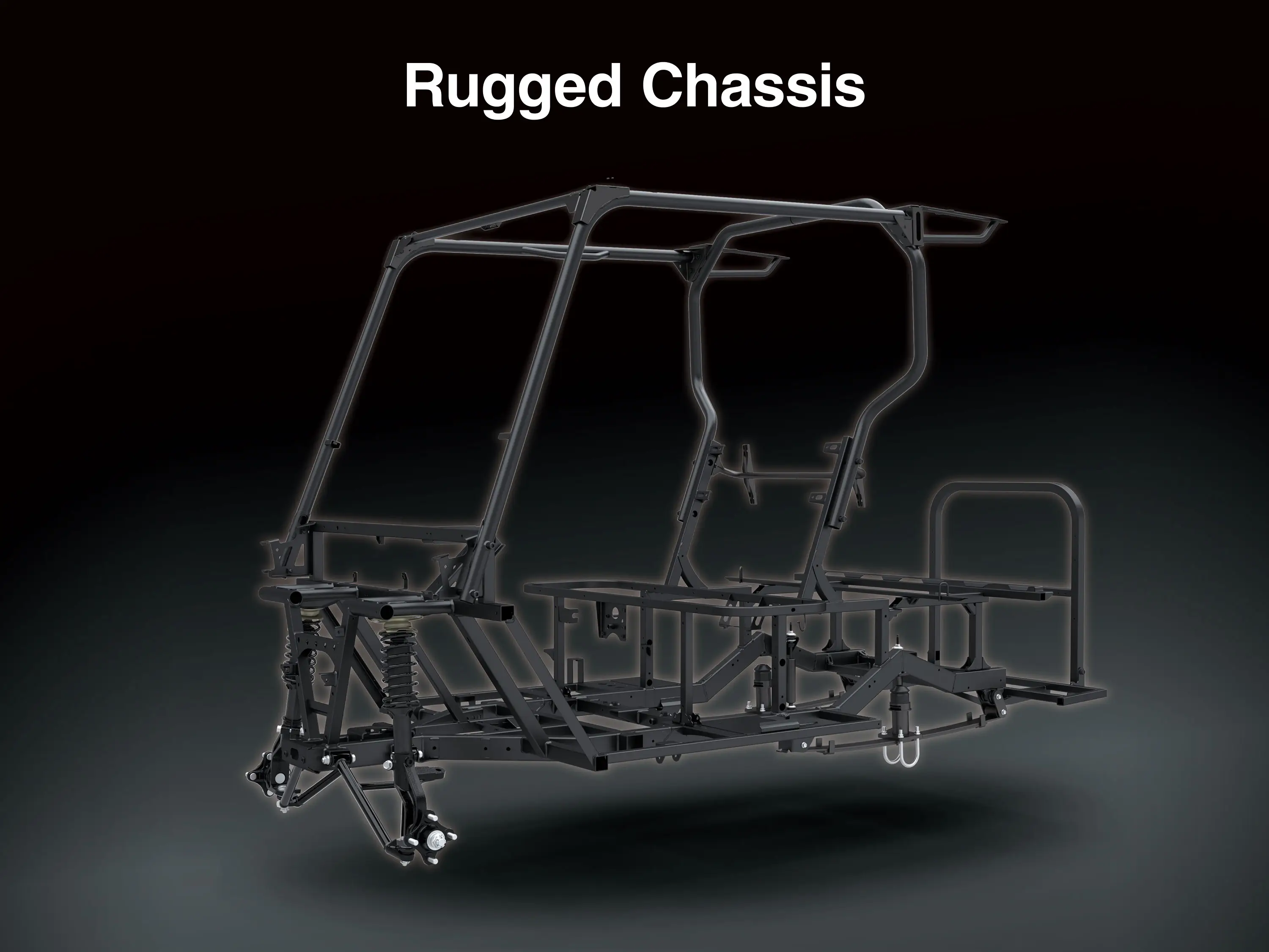 Graphic treatment showing the rugged chassis of a Neighborhood Activity Vehicle.