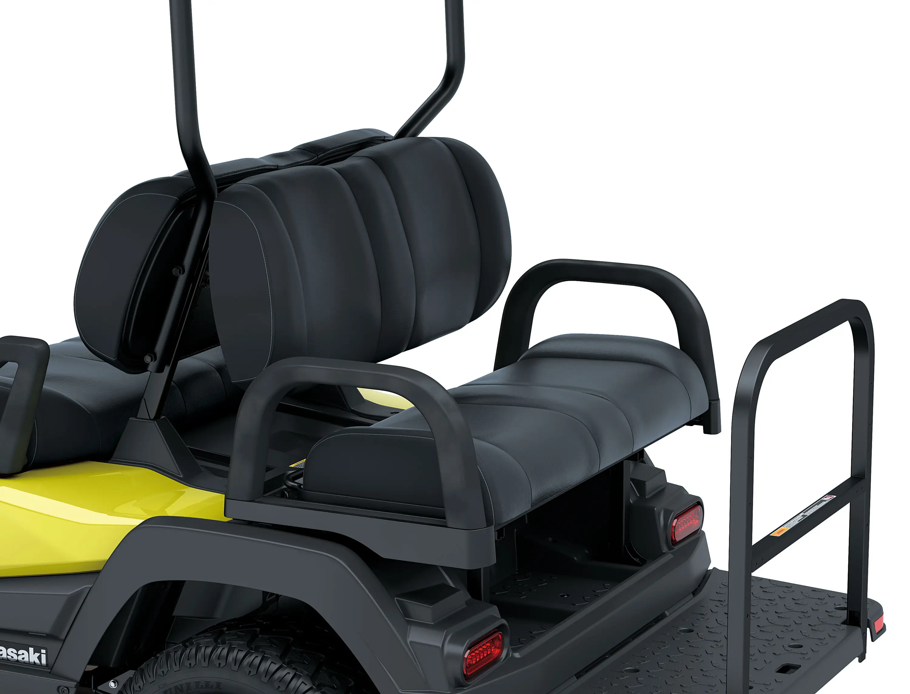 Rear seats of a Neighborhood Activity Vehicle in a white studio background.