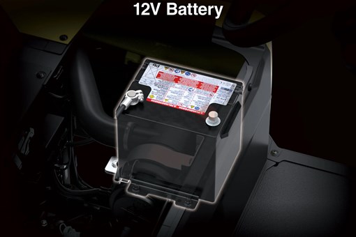 Graphic treatment showing the battery of a Neighborhood Activity Vehicle. opens in a new window