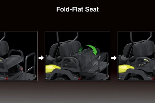 Graphic treatment showing the fold-flat seat of a Neighborhood Activity Vehicle. opens in a new window