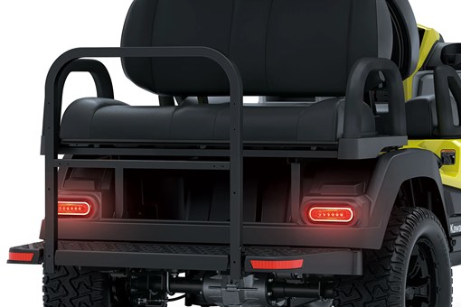 Rear end of a Neighborhood Activity Vehicle in a white studio background. opens in a new window