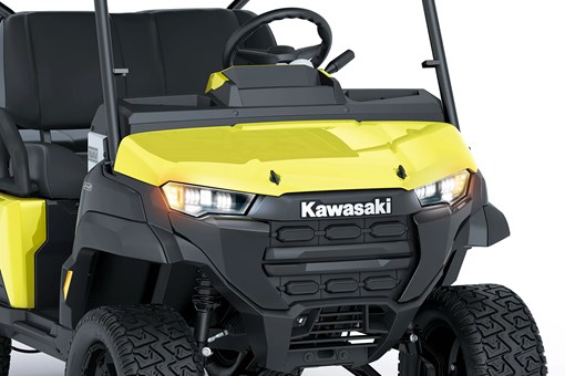 Front end of a Neighborhood Activity Vehicle in a white studio background. opens in a new window