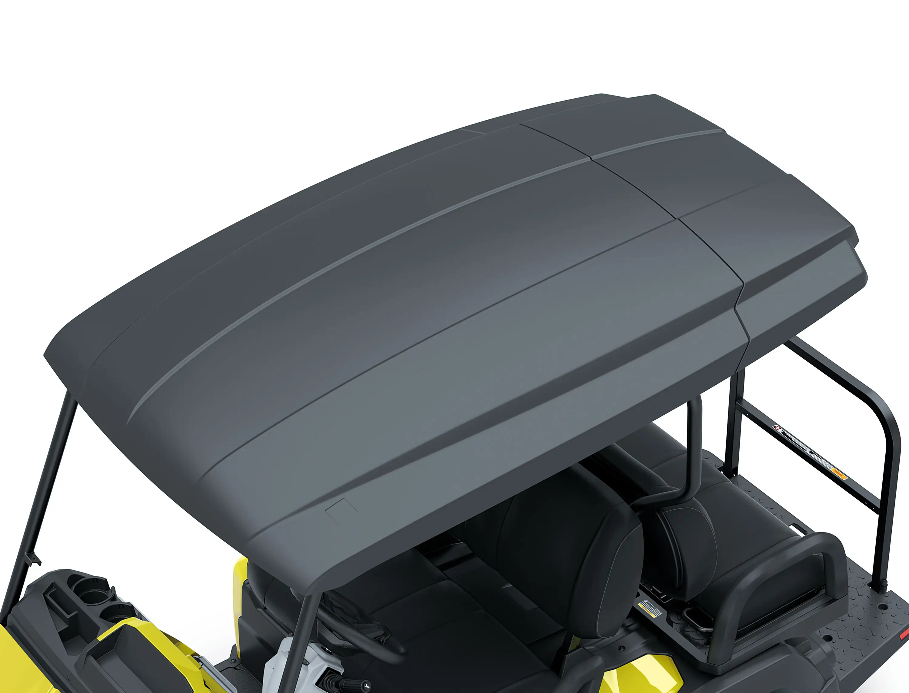 Overhead of roof of a Neighborhood Activity Vehicle in a white studio background.