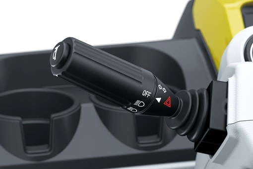 Turn signal of Neighborhood Activity Vehicle in a white studio background. opens in a new window