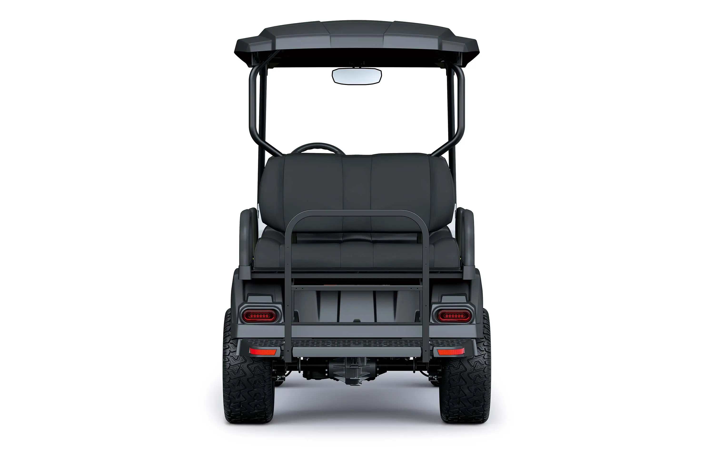 Rear angle of a Neighborhood Activity Vehicle staged in a white studio background.