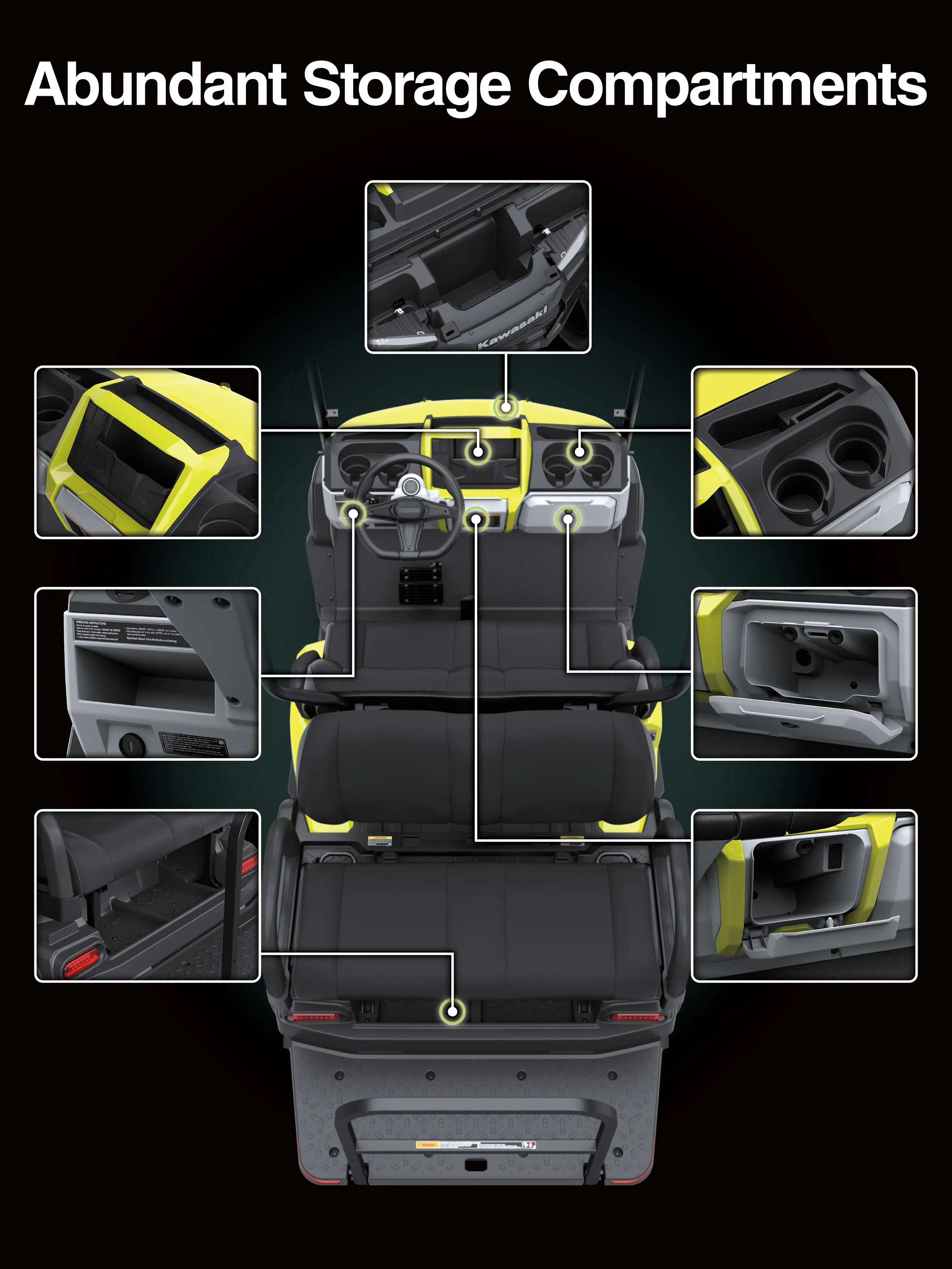 Graphic treatment showing the storage of a Neighborhood Activity Vehicle.