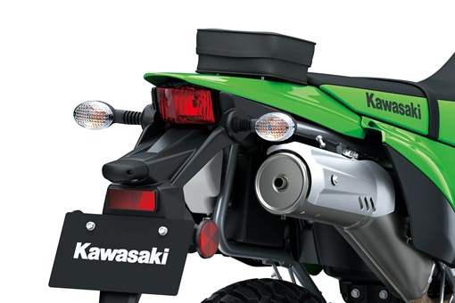 Tail of a motorcycle staged in a white studio background. opens in a new window