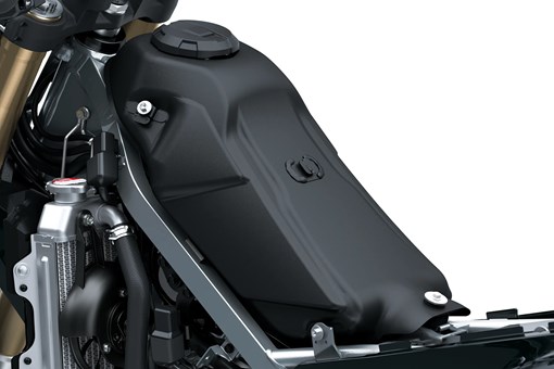 Under seat of a motorcycle staged in a white studio background. opens in a new window