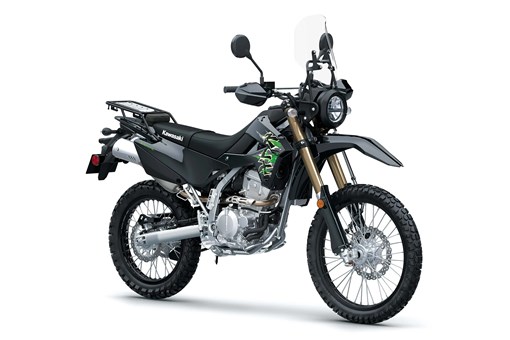 Three-quarter front angle of a motorcycle staged in a white studio background. opens in a new window