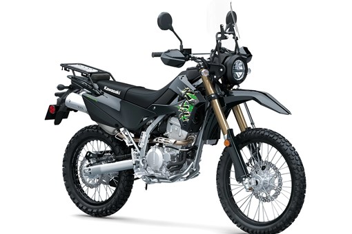 Three-quarter front angle of a motorcycle staged in a white studio background. opens in a new window