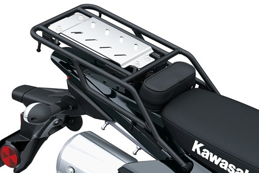 Tail storage of a motorcycle staged in a white studio background. opens in a new window