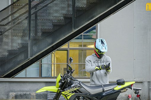 Side angle of a motorcycle parked. opens in a new window