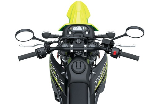 Overhead nose of a motorcycle staged in a white studio background. opens in a new window