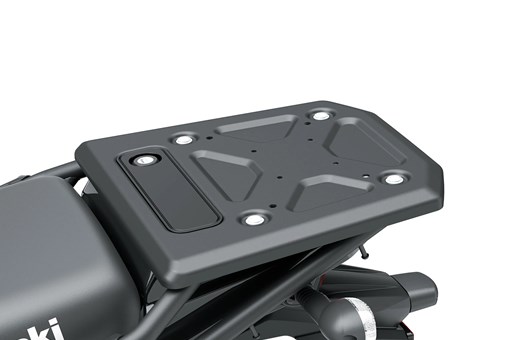 Rear storage of a motorcycle staged in a white studio background. opens in a new window