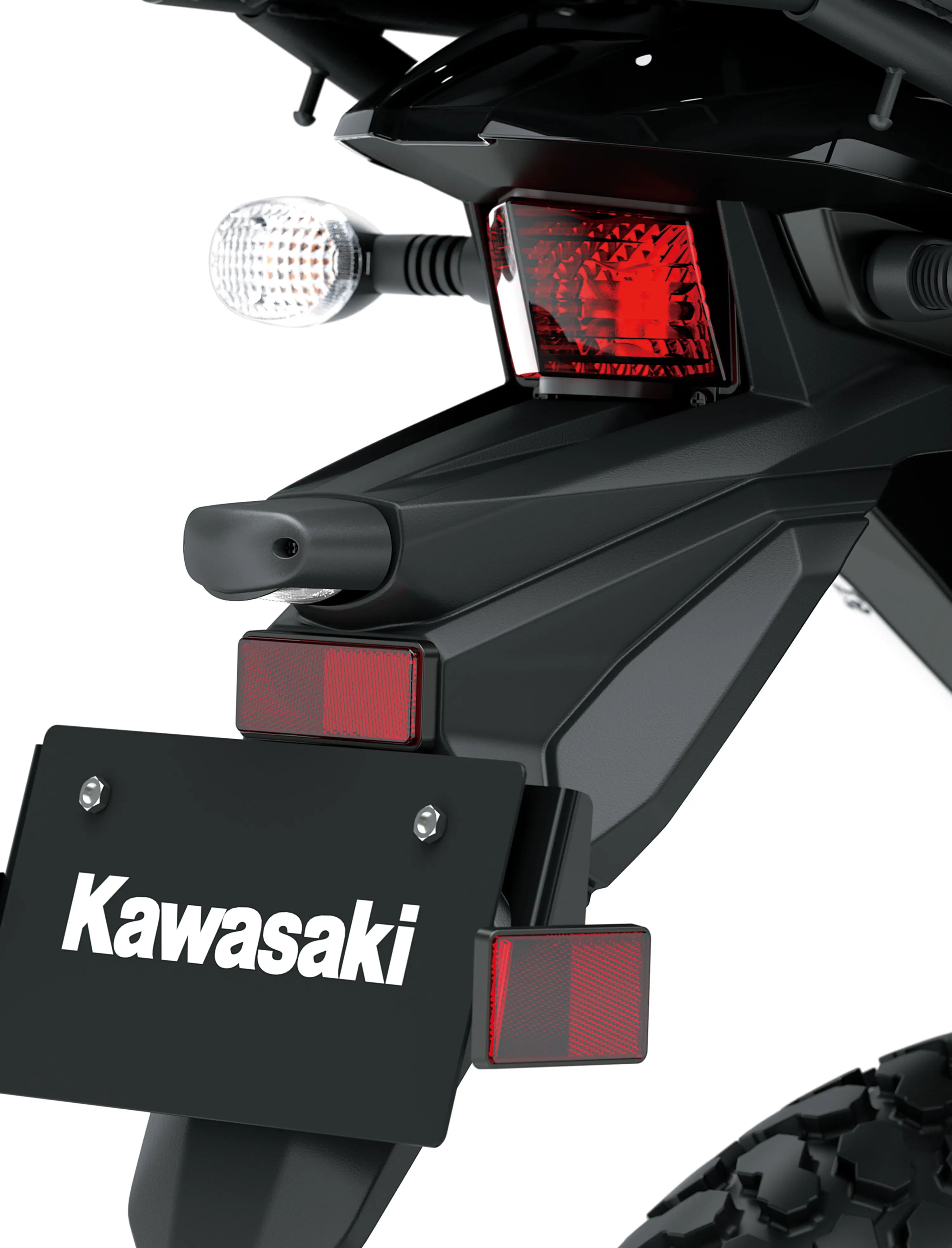 Rear plate of a motorcycle staged in a white studio background.