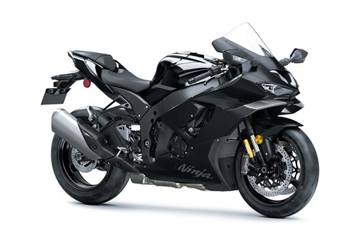 Three-quarter front angle of a black motorcycle staged in a white studio background. opens in a new window