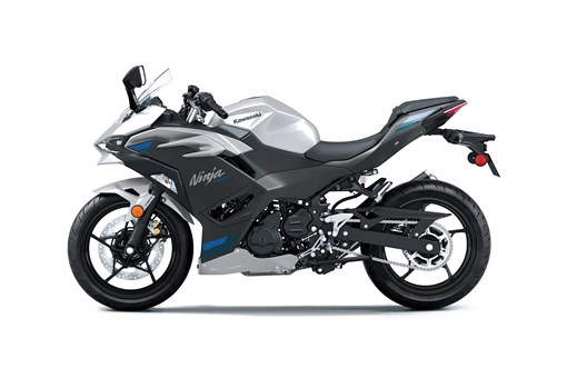 Side angle of a silver motorcycle staged in a white studio background. opens in a new window