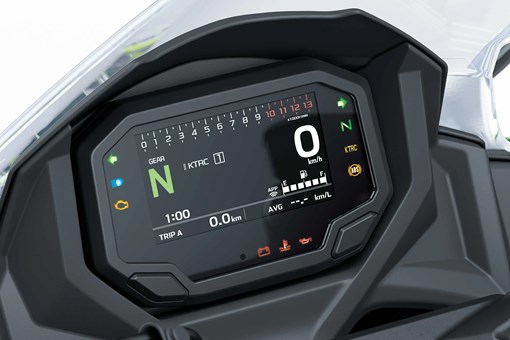TFT screen of a motorcycle staged in a white studio background. opens in a new window