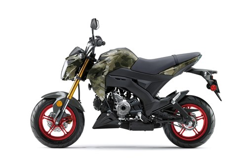 Profile angle of a motorcycle staged in a white studio background opens in a new window
