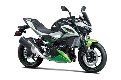 Three-quarter front angle of a motorcycle staged in a white studio background. opens in a new window