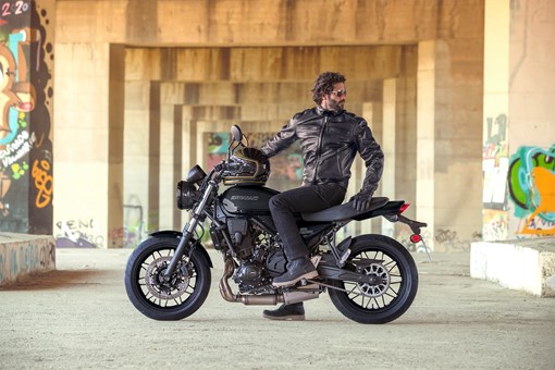 Side angle of a motorcycle parked. opens in a new window