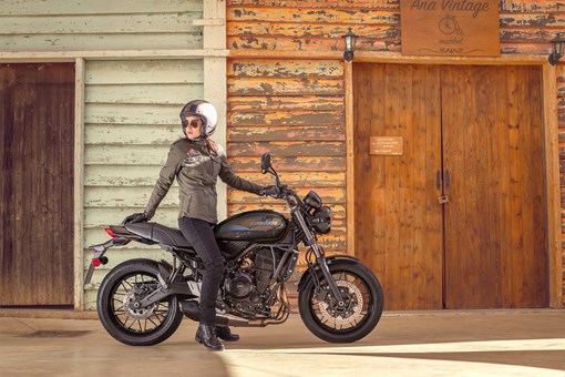 Side angle of a motorcycle parked. opens in a new window