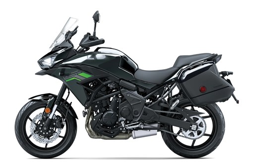 Profile angle of a motorcycle staged in a white studio background. opens in a new window