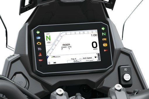 Navigation screen of a motorcycle staged in a white studio background. opens in a new window