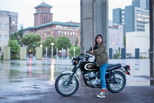 Side angle of a motorcycle parked. opens in a new window