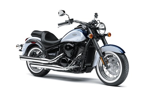 Three-quarter front angle of a motorcycle staged in a white studio background. opens in a new window