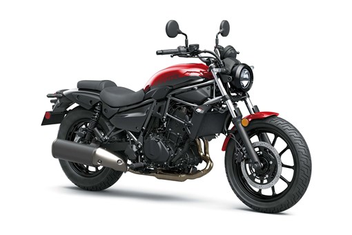 Three-quarter front angle of a motorcycle staged in a white studio background. opens in a new window