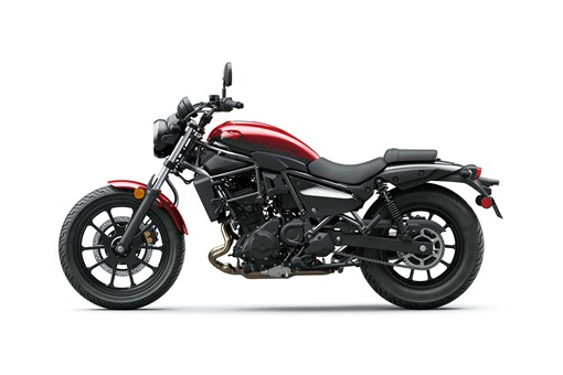 Profile angle of a motorcycle staged in a white studio background. opens in a new window