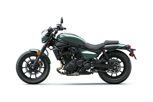 Profile angle of a motorcycle staged in a white studio background. opens in a new window