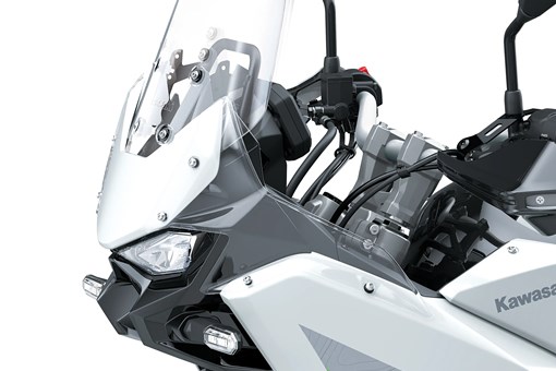 Side close angle of a motorcycle staged in a white studio background. opens in a new window