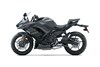 Profile angle of a motorcycle staged in a white studio background.