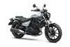 Three-quarter front angle of a motorcycle staged in a white studio background.