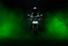 Front angle of a person on a motorcycle.