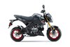 Side angle of a gray motorcycle staged in a white studio background.