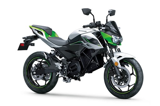 Three-quarter front angle of a motorcycle staged in a white studio background. opens in a new window