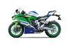 Side angle of a motorcycle staged in a white studio background.