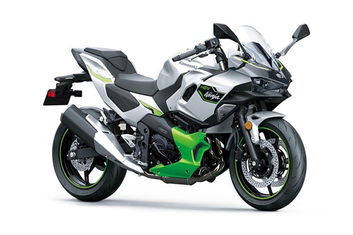 Three-quarter front angle of a motorcycle staged in a white studio background. opens in a new window